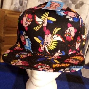 Bioworld Kids Black Kirby Pattern Snapback Hat with Pink, Blue & Yellow Accents